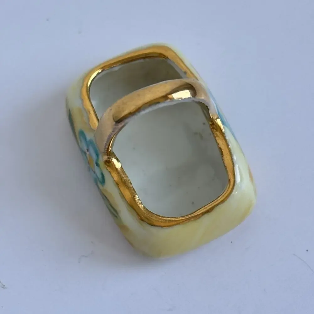 Vtg Limoges France Miniature Porcelain Basket Hand Painted Floral Gold Trim